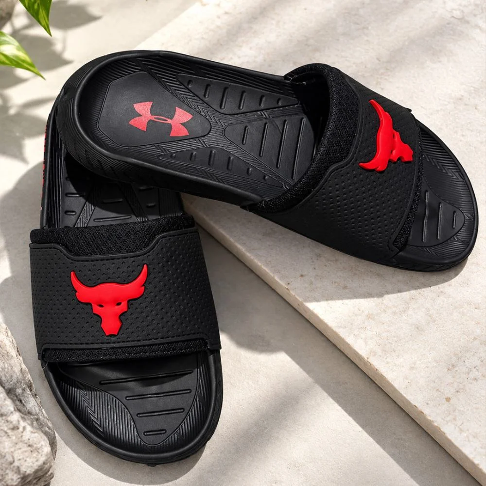 Rohdas Trending Black Bull Slides – Men's Premium Comfort Slip-On Sandals